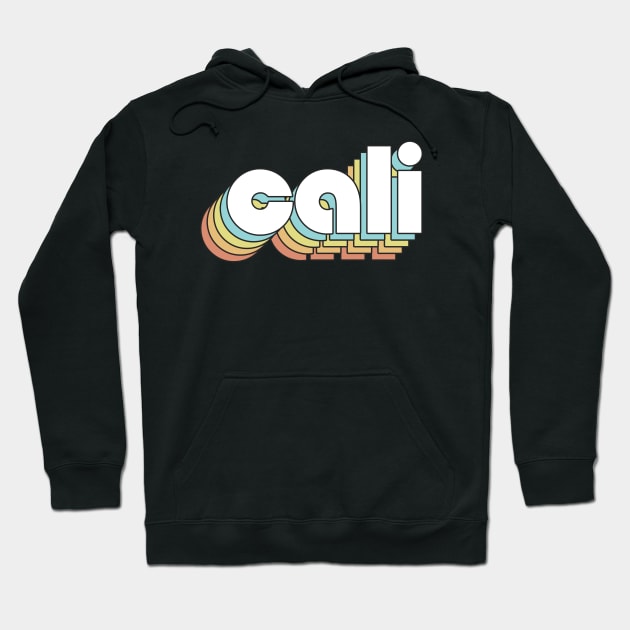 Cali - Retro Rainbow Typography Faded Style Hoodie by Paxnotods